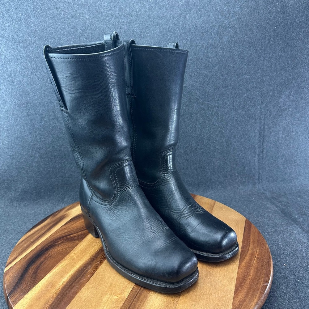Mens Frye Cavalry 12L 87410 Black Leather Pull On Boots Size 8.5 M USA Made - Picture 2 of 10